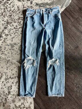 Abercrombie & Fitch Women's The Mom High Rise Jean Light Wash 29 8L